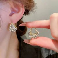 1 Pair Simple Style Solid Color Inlay Alloy Zircon Earrings sku image 3