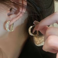 1 Pair Simple Style Solid Color Inlay Alloy Zircon Earrings sku image 4
