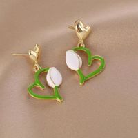 1 Pair Simple Style Heart Shape Inlay Alloy Zircon Drop Earrings main image 2
