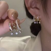 1 Pair Lady Geometric Flower Inlay Artificial Crystal Artificial Gemstones Earrings Ear Studs main image 3