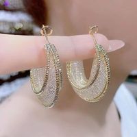 1 Pair Simple Style Commute Solid Color Inlay Alloy Zircon Drop Earrings main image 3