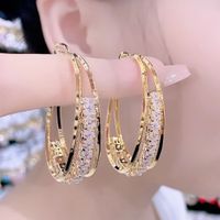 1 Pair Simple Style Commute Solid Color Inlay Alloy Zircon Drop Earrings sku image 2