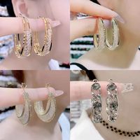 1 Pair Simple Style Commute Solid Color Inlay Alloy Zircon Drop Earrings main image 1