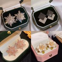 1 Pair Commute Flower Inlay Alloy Zircon Ear Studs main image 1