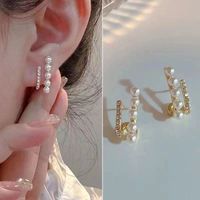 1 Pair Lady Heart Shape Inlay Imitation Pearl Alloy Artificial Gemstones Drop Earrings sku image 1