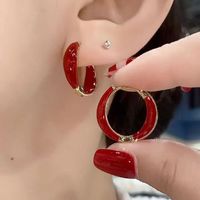 1 Pair Lady Round Inlay Artificial Crystal Artificial Gemstones Earrings sku image 2