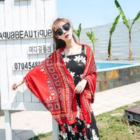 Women's Classic Style Printing Cotton And Linen Scarf Shawl sku image 2