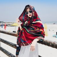 Women's Classic Style Printing Cotton And Linen Scarf Shawl main image 3