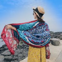 Women's Classic Style Printing Cotton And Linen Scarf Shawl sku image 3