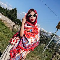Women's Classic Style Printing Cotton And Linen Scarf Shawl sku image 4