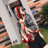 Women's Classic Style Printing Cotton And Linen Scarf Shawl sku image 7
