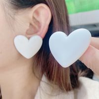 1 Pair Simple Style Heart Shape Stoving Varnish Arylic Drop Earrings sku image 4