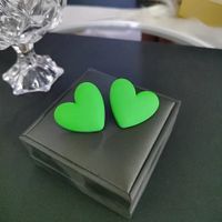 1 Pair Simple Style Heart Shape Stoving Varnish Arylic Drop Earrings sku image 1