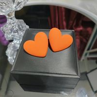1 Pair Simple Style Heart Shape Stoving Varnish Arylic Drop Earrings sku image 2