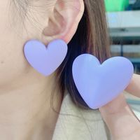 1 Pair Simple Style Heart Shape Stoving Varnish Arylic Drop Earrings sku image 3