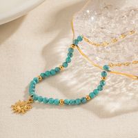 Ig Style Simple Style Sun Stainless Steel Turquoise Titanium Steel Beaded Plating 18k Gold Plated Pendant Necklace main image 6
