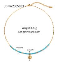 Ig Style Simple Style Sun Stainless Steel Turquoise Titanium Steel Beaded Plating 18k Gold Plated Pendant Necklace sku image 1
