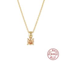 Elegant Luxurious Lady Geometric Sterling Silver Plating Inlay Zircon 18k Gold Plated Pendant Necklace sku image 1