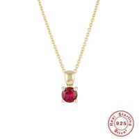 Elegant Luxurious Lady Geometric Sterling Silver Plating Inlay Zircon 18k Gold Plated Pendant Necklace sku image 4