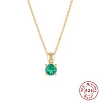 Elegant Luxurious Lady Geometric Sterling Silver Plating Inlay Zircon 18k Gold Plated Pendant Necklace sku image 5