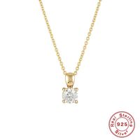Elegant Luxurious Lady Geometric Sterling Silver Plating Inlay Zircon 18k Gold Plated Pendant Necklace sku image 2