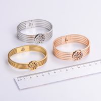 Simple Style Love Tree Heart Shape 304 Stainless Steel 18K Gold Plated Rose Gold Plated Artificial Rhinestones Bangle In Bulk main image 5