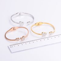 Simple Style Love Tree Heart Shape 304 Stainless Steel 18K Gold Plated Rose Gold Plated Artificial Rhinestones Bangle In Bulk main image 2