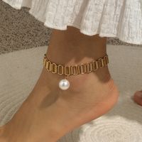 Style Ig Style Simple Ovale Ferroalliage Placage Incruster Strass Perle Femmes Bracelets Bracelet De Cheville Collier sku image 3