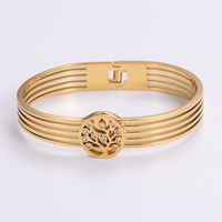 Simple Style Love Tree Heart Shape 304 Stainless Steel 18K Gold Plated Rose Gold Plated Artificial Rhinestones Bangle In Bulk sku image 11