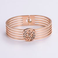 Simple Style Love Tree Heart Shape 304 Stainless Steel 18K Gold Plated Rose Gold Plated Artificial Rhinestones Bangle In Bulk sku image 12