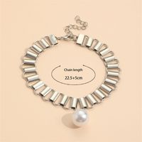 Ig Style Simple Style Oval Ferroalloy Plating Inlay Rhinestones Pearl Women's Bracelets Anklet Necklace main image 5