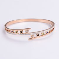Simple Style Love Tree Heart Shape 304 Stainless Steel 18K Gold Plated Rose Gold Plated Artificial Rhinestones Bangle In Bulk sku image 14