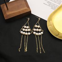 Retro Tassel Pearl Sterling Silver Plating Drop Earrings 1 Pair sku image 2