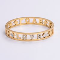 Simple Style Love Tree Heart Shape 304 Stainless Steel 18K Gold Plated Rose Gold Plated Artificial Rhinestones Bangle In Bulk sku image 17