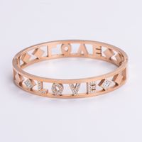 Simple Style Love Tree Heart Shape 304 Stainless Steel 18K Gold Plated Rose Gold Plated Artificial Rhinestones Bangle In Bulk sku image 18
