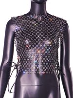 Women's Vest Tank Tops Mesh Hollow Out Diamond Sexy Streetwear Solid Color main image 4