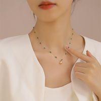 304 Stainless Steel Resin 18K Gold Plated Simple Style Patchwork Shell Necklace main image 1