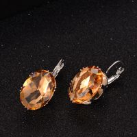 1 Pair Elegant Retro Oval Plating Inlay Copper Zircon Rhodium Plated Earrings main image 4