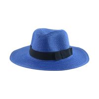 Unisex Basic Solid Color Flat Eaves Straw Hat sku image 13