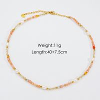 Casual Simple Style Multicolor Natural Stone Freshwater Pearl Shell Beaded Handmade Plating Necklace sku image 27