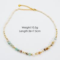 Casual Simple Style Multicolor Natural Stone Freshwater Pearl Shell Beaded Handmade Plating Necklace sku image 15