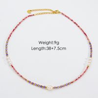 Casual Simple Style Multicolor Natural Stone Freshwater Pearl Shell Beaded Handmade Plating Necklace sku image 30