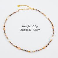 Casual Simple Style Multicolor Natural Stone Freshwater Pearl Shell Beaded Handmade Plating Necklace sku image 32