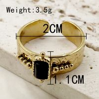 Retro Rectangle 304 Stainless Steel 14K Gold Plated Natural Stone Open Ring In Bulk main image 4