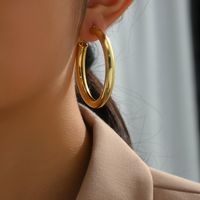 1 Pair Classic Style Commute Round Iron Hoop Earrings main image 3
