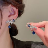 1 Pair Elegant Lady Classic Style Geometric Heart Shape Inlay Alloy Artificial Crystal Drop Earrings sku image 8