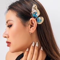 1 Piece Classic Style Butterfly Enamel Three-dimensional Iron Rhinestones Ear Clips main image 6