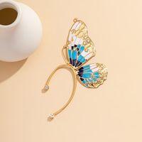 1 Piece Classic Style Butterfly Enamel Three-dimensional Iron Rhinestones Ear Clips main image 4