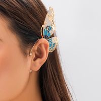 1 Piece Classic Style Butterfly Enamel Three-dimensional Iron Rhinestones Ear Clips main image 2