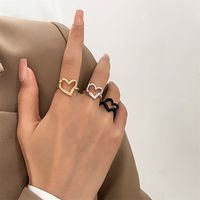 Wholesale Jewelry Simple Style Heart Shape Alloy 14k Gold Plated Hollow Out Open Ring main image 1